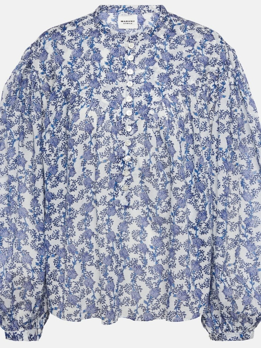 Isabel Marant Etoilé Salika Cotton Voile Blue and White Floral Blouse - Picture 5 of 10